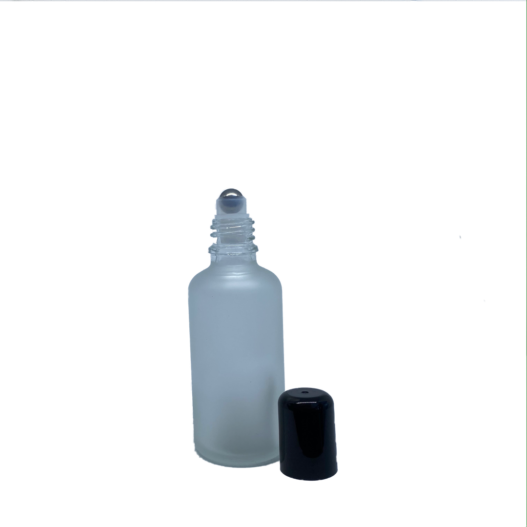 Euro 50ml Frosted Glass Bottle With Rollerball And Black Cap PetraPack