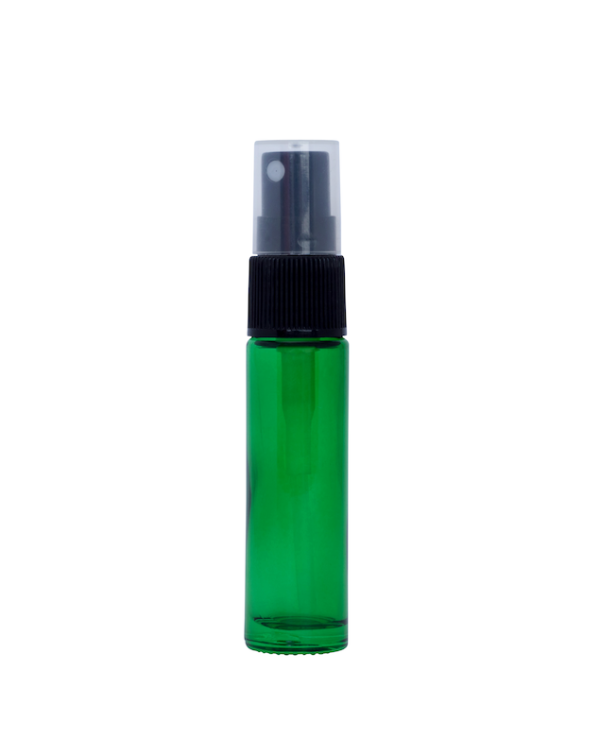 Petra 10ml Green Glass Bottle with Fine Mist Spray Top