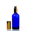 Euro 100ml Blue Glass Bottle with Aluminium Gold Spray Cap Assembly