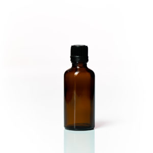 Euro 50ml Amber Bottle with Orifice Reducer and Black Cap