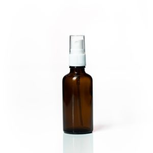 Euro 50ml Amber Bottle with White Fine Mist Spray Top