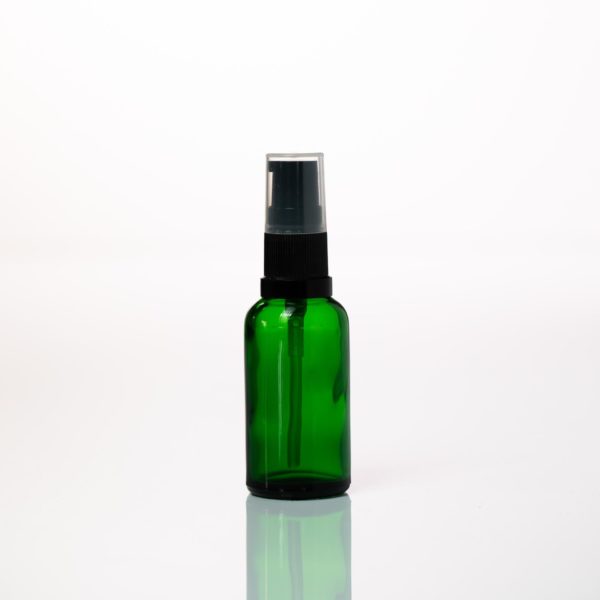 Euro 30ml Green Glass Bottle with Serum Pump Spray