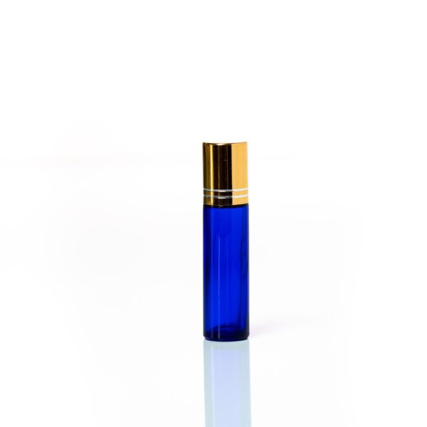 10ml blue glass bottle with Rollerball Gold lid 2200 x 2200 | Wholesale Aroma Supplies | NZ