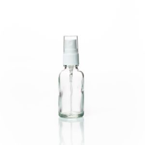 Euro 30ml Clear Glass Bottle with White Fine Mist Spray