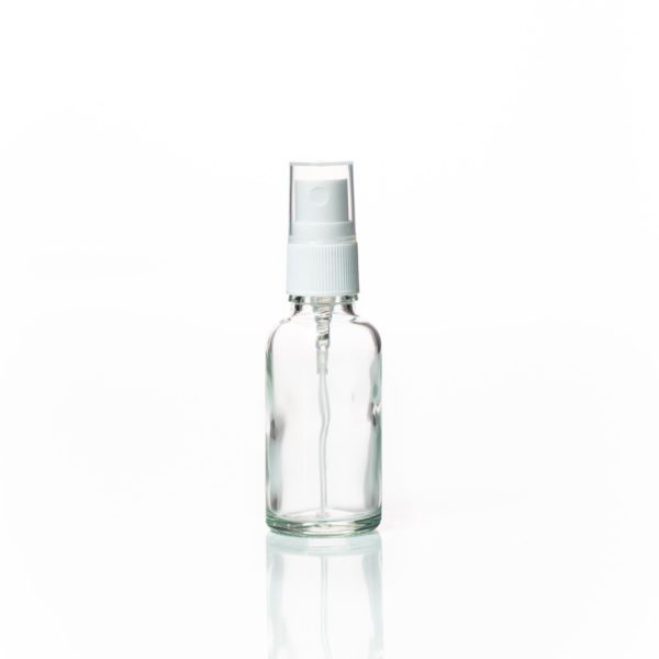 Euro 30ml Clear Glass Bottle with White Fine Mist Spray