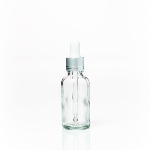 30ml Clear Glass Tamper Dropper Bottle Silver Lid 2200 x 2200 | Wholesale Aroma Supplies | NZ