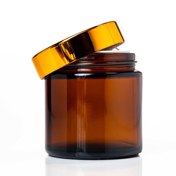 100 - 120ml Amber Glass Jar with Gold Lid