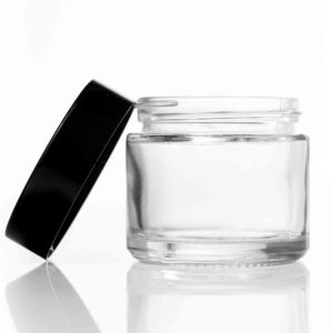 60ml Clear Glass Jar - with Black Lid