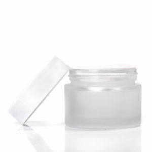 50ml Frosted Glass Jar - with White Lid