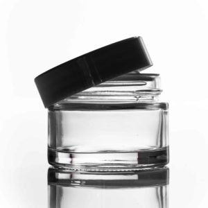 100ml Clear Glass Jar - with Black Lid
