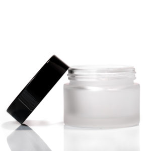 100ml Frosted Glass Jar - with Black Lid