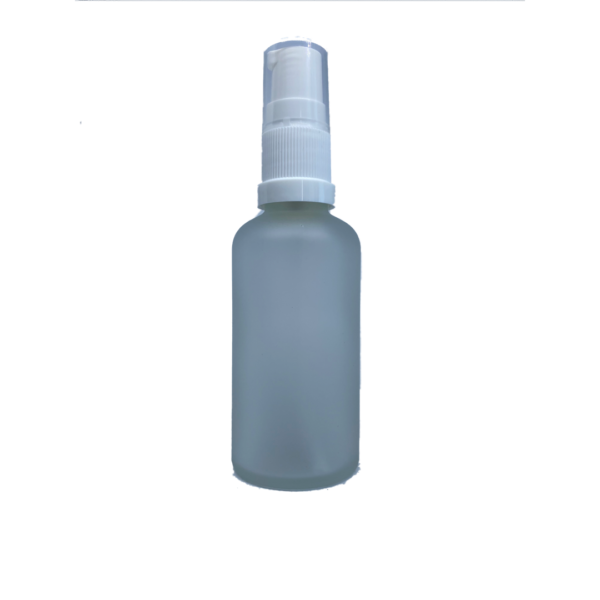 Euro 50ml Frosted Bottle with White Serum Pump Spray