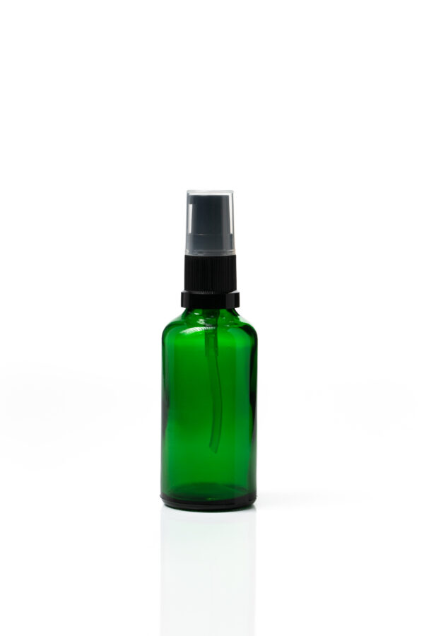 Euro 50ml Green Bottle with Black Serum Pump Spray