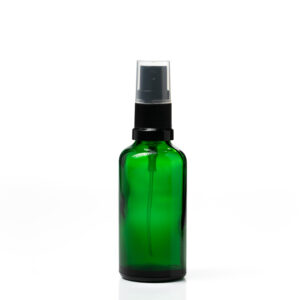 Euro 50ml Green Glass Bottle with Black Fine Mist Spray Top