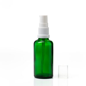 Euro 50ml Green Bottle with White Serum Pump Spray