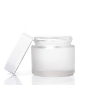 60ml Frosted Glass Jar - with White Lid