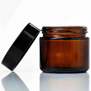 60ml Amber Glass Jar - with Black Lid