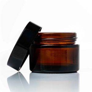 50ml Amber Glass Jar - with Black Lid