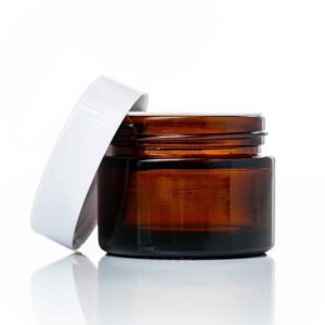 50ml amber glass jar with white lid