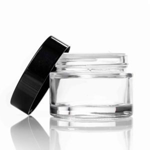 50ml clear glass jar with black lid