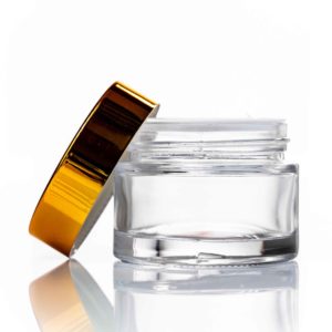 50ml clear glass cosmetic jar with gold lid