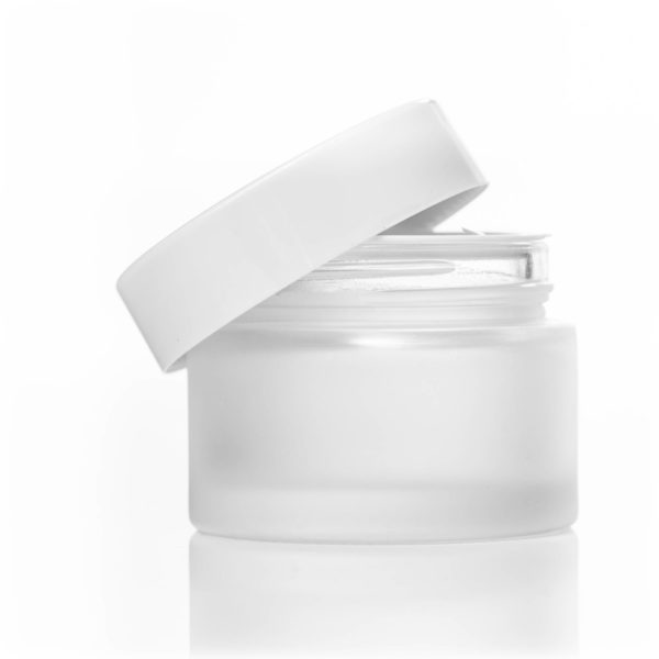 100ml Frosted Glass Jar - with White Lid
