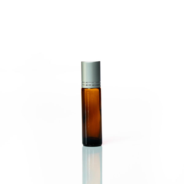 Petra 10ml Amber Glass Bottle with Roller Ball and Silver Cap