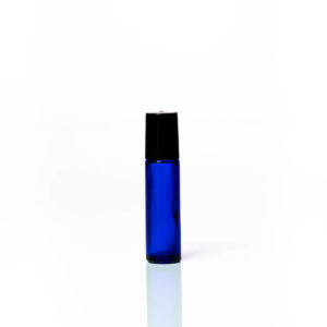 Petra 10ml Blue Glass Bottle with Roller Ball and Black Cap