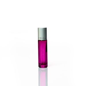 Petra 10ml Pink Glass Bottle with Roller Ball and Silver Cap
