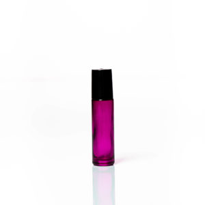 Petra 10ml Pink Glass Bottle with Roller Ball and Black Cap