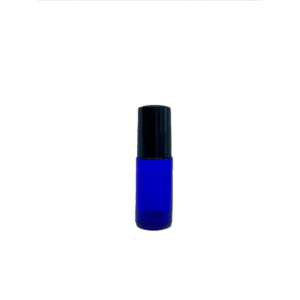Petra 5ml Blue Glass Bottle with Roller Ball and Black Cap