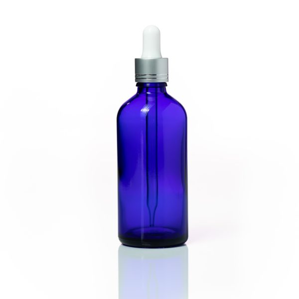 100ml Blue Glass Bottle with Silver dropper 2200 x 2200 2 | Wholesale Aroma Supplies | NZ