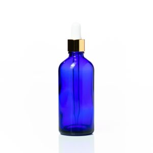 Euro 100ml Blue Glass Bottle with Gold Dropper