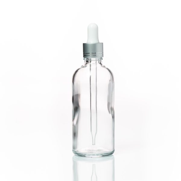 Euro 100ml Clear Glass Bottle with Silver Dropper