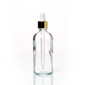 Euro 100ml Clear Glass Bottle with Gold Dropper