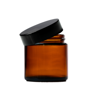 100-120ml Amber Glass Jar - with Black Lid