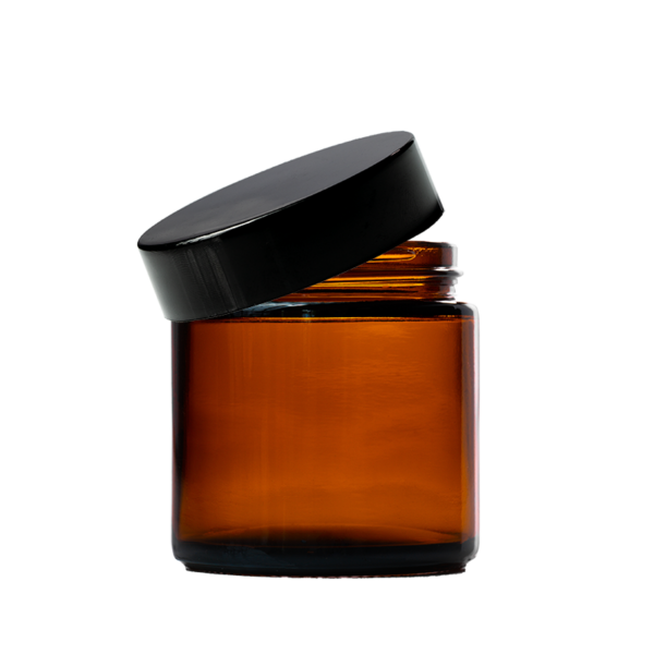 100-120ml Amber Glass Jar - with Black Lid
