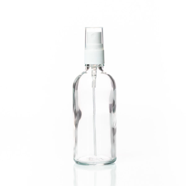 Euro 100ml Clear Bottle - with White Fine Mist Spray Top