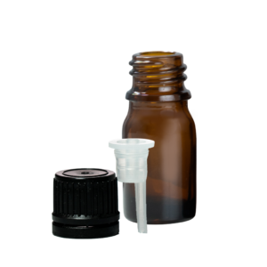 Euro 5ml Amber Bottle with Orifice Reducer & Black Cap
