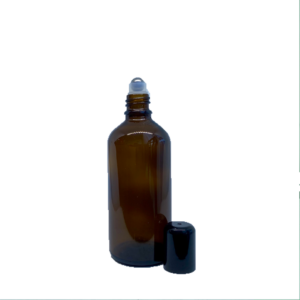 Euro 100ml Amber Glass Bottle with Roller Ball And Black Cap