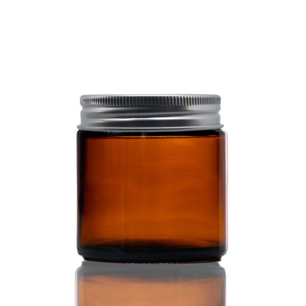 100 - 120ml Amber Glass Jar - with Aluminium Silver Lid