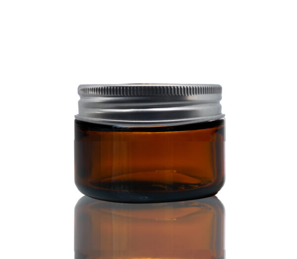 50ml Amber Glass Jar - with Aluminium Silver Lid