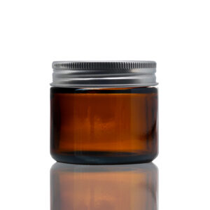 60ml Amber Glass Jar - with Aluminium Silver Lid
