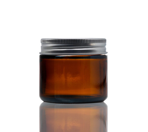 60ml Amber Glass Jar - with Aluminium Silver Lid