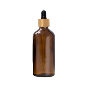Euro 100ml Amber Bottle with Bamboo Dropper/Black Rubber