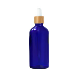 Euro 100ml Blue Bottle with Bamboo Dropper/White Rubber