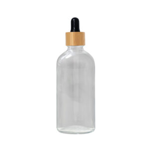 Euro 100ml Clear Bottle with Bamboo Dropper/Black Rubber