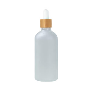 Euro 100ml Frosted Bottle with Bamboo Dropper/White Rubber