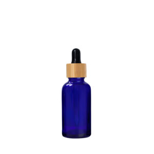 Euro 30ml Blue Glass Bottle with Bamboo Dropper/Black Rubber