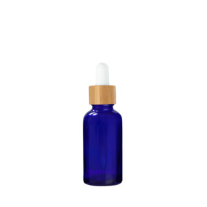 Euro 30ml Blue Glass Bottle with Bamboo Dropper/White Rubber